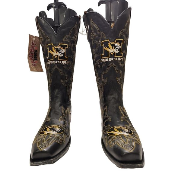 NCAA Missouri Tigers Men's Board Room Style Boots NWT Embroidered Men's Sz 10.5D - Picture 1 of 12